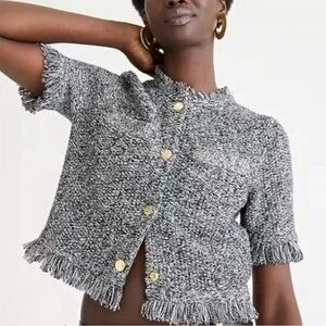 J. Crew Gray Fringe Cardigan